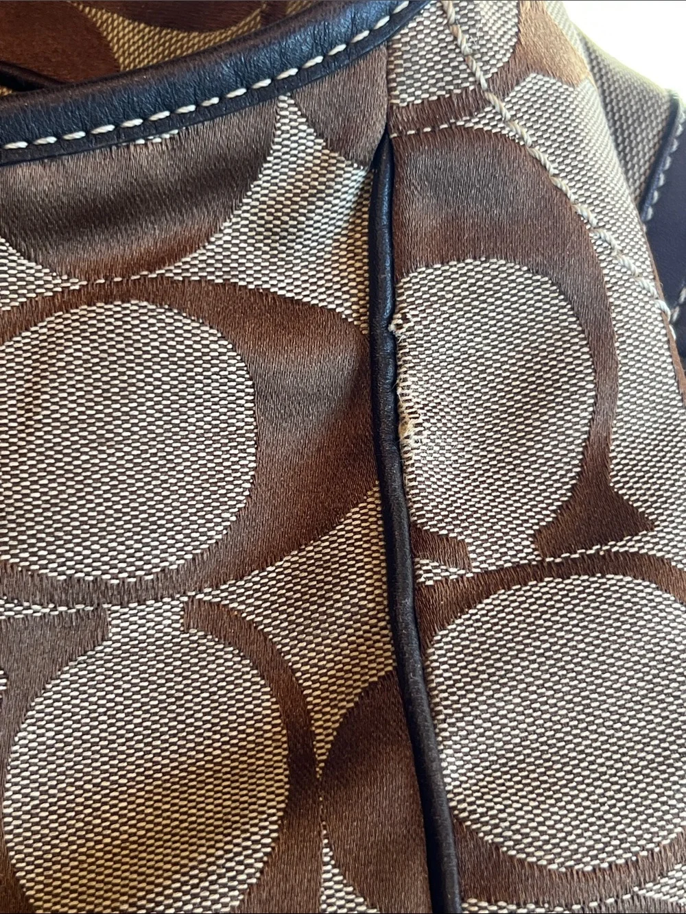 vintage Coach Ergo Signature Canvas Y2K hobo jacquard C monogram  brown leather
